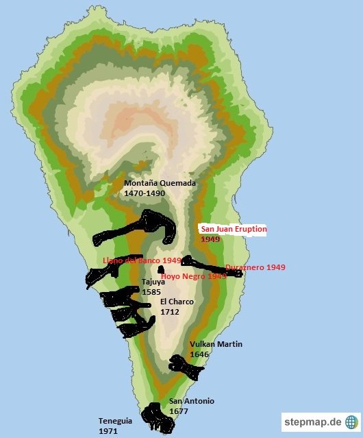 Landkarte Vulkane, La Palma Copyright Wandern in La Palma