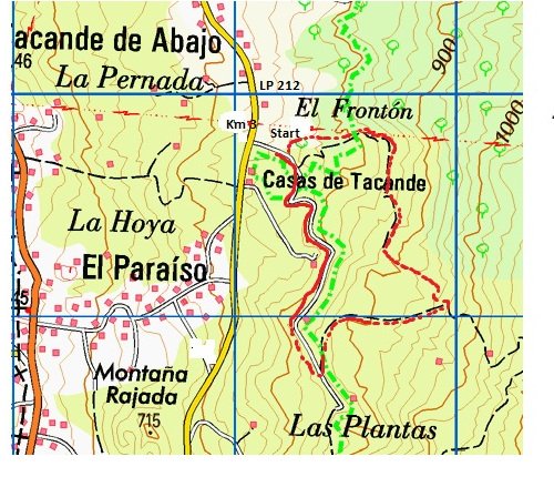 Landkarte mit Wegbeschreibung, La Palma