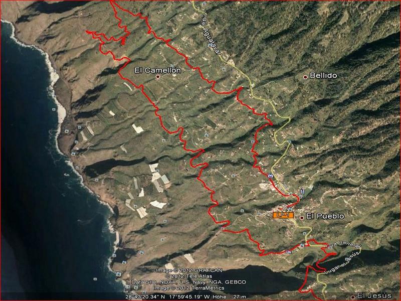 La Palma-Wandern-Wanderkarte-Quelle Google Earth