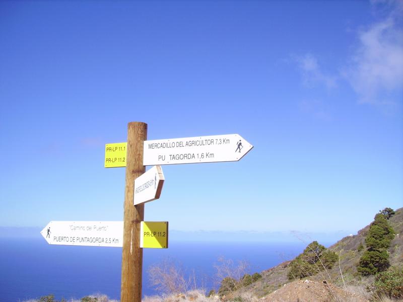La Palma Wandern, der Wanderweg PR LP 11.1, Wanderhinweis Schilder