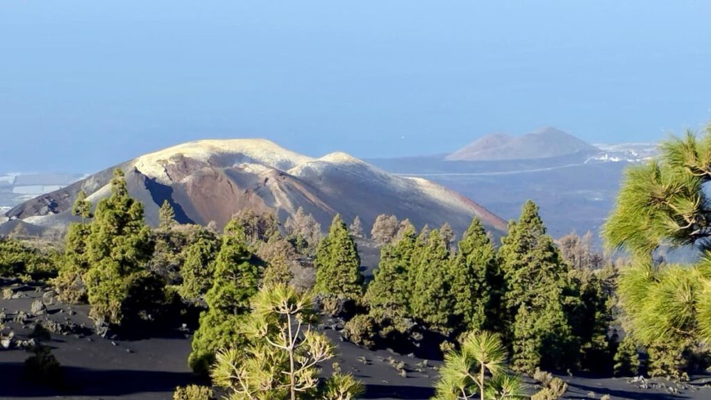 Neuer Vulkan auf La Palma "Tajogaite" vom Mirador an der Forststraße EL Paso-Fuencaliente
